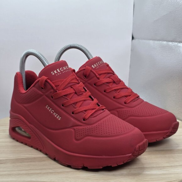Womens Size 6.5 - Skechers Los Angeles Street Uno Red Lace up Sneakers July 4 - Picture 1 of 9
